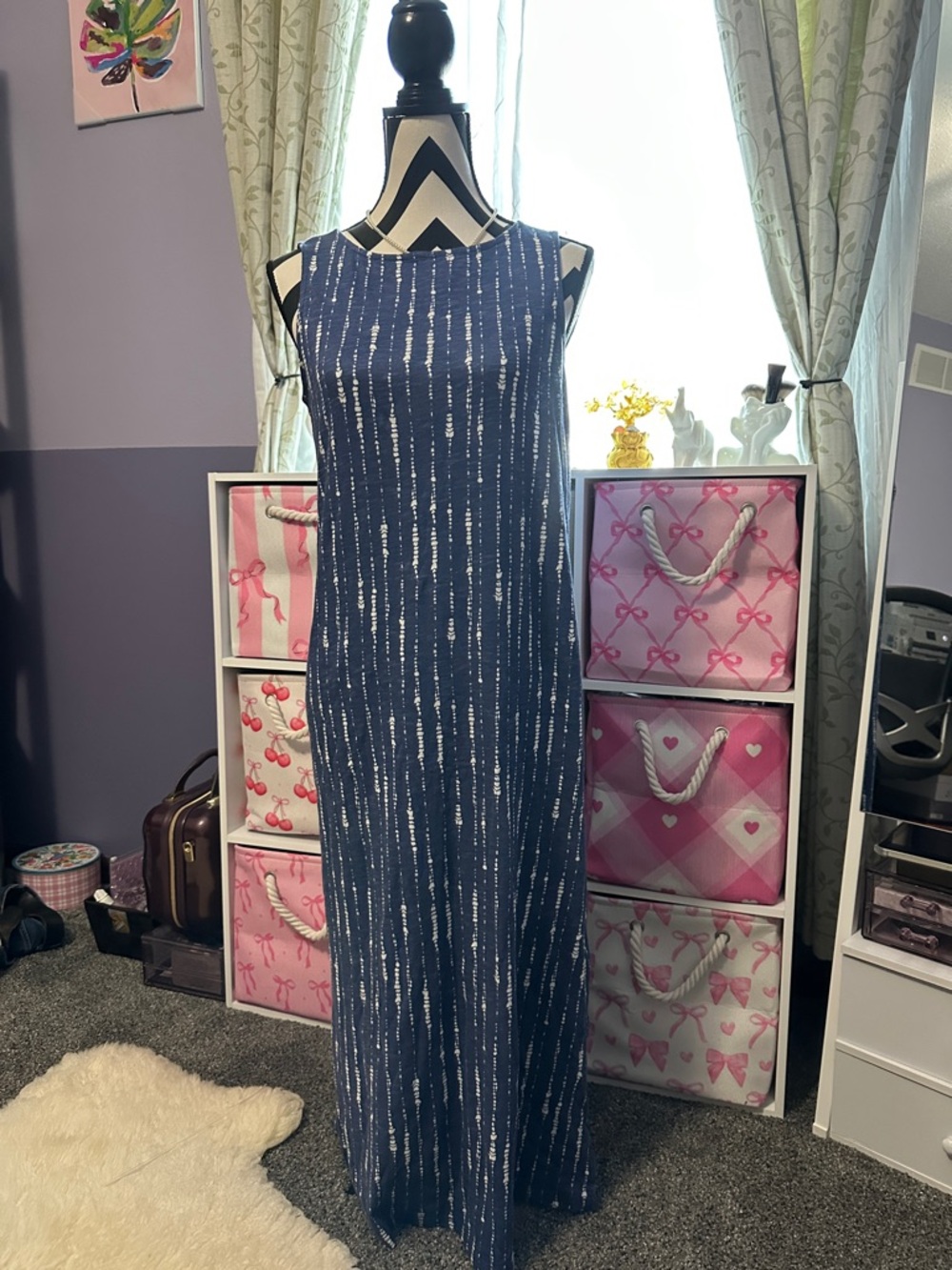 Naturals by D&Co. Navy Stripe Sleeveless Maxi Dress XS